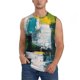 thumbnail image 1 of Fotbe Abstract Brushstrokes Green Blue Men's Camiseta sin Mangas Estampada para Hombres, Playera Casual para Gimnasio, Entrenamiento, Playa-Large, 1 of 7
