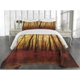 thumbnail image 2 of Ambesonne Nature Quilted Coverlet 3 Pcs, Autumn Forest Trees, King Size, Brown Orange, 2 of 4