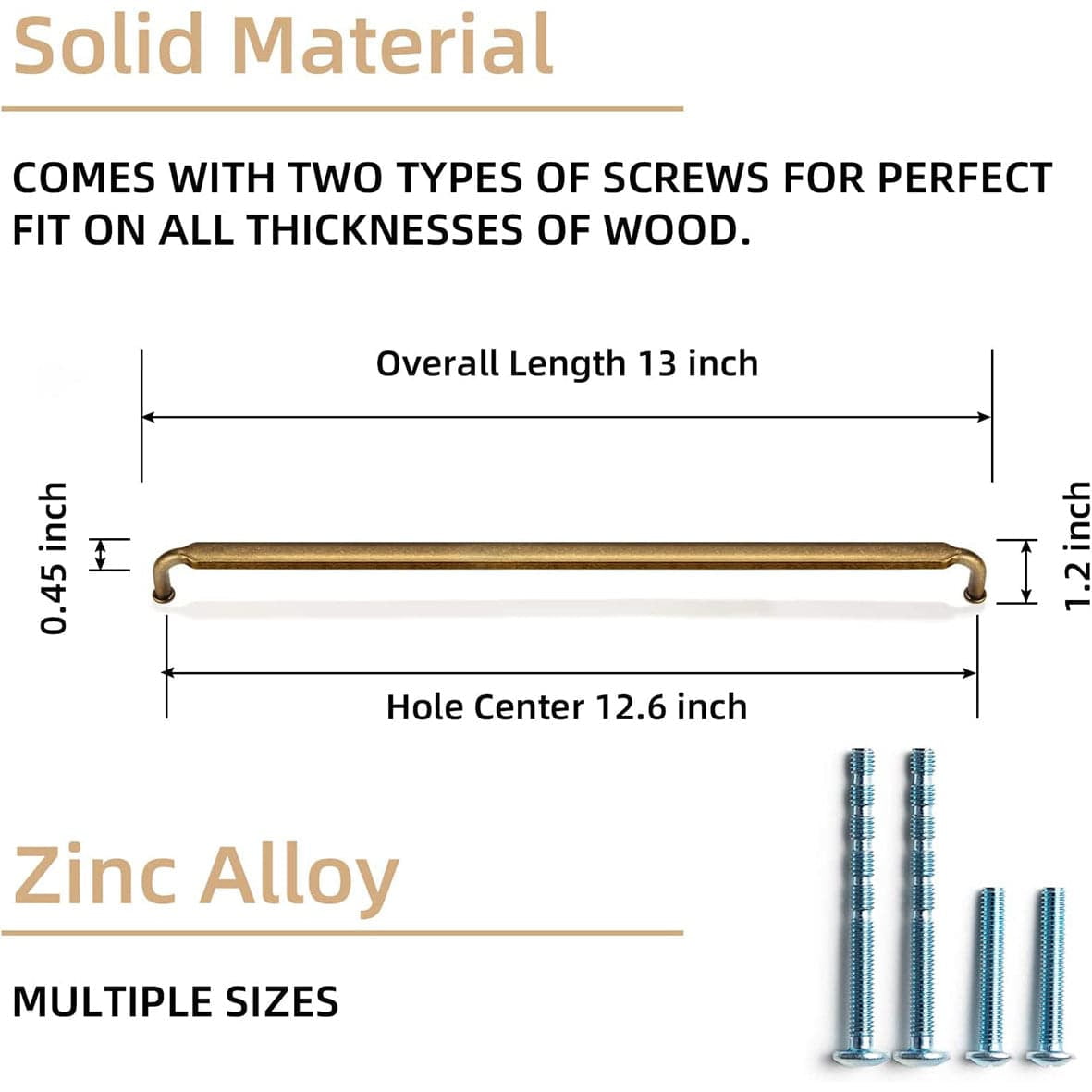 Goo-Ki 12Pcs 12.6''(320mm) Hole Center Cabinet Pulls Distressed Antique Brass Kitchen Drawer Pulls Handles for Cupboard Wardrobes