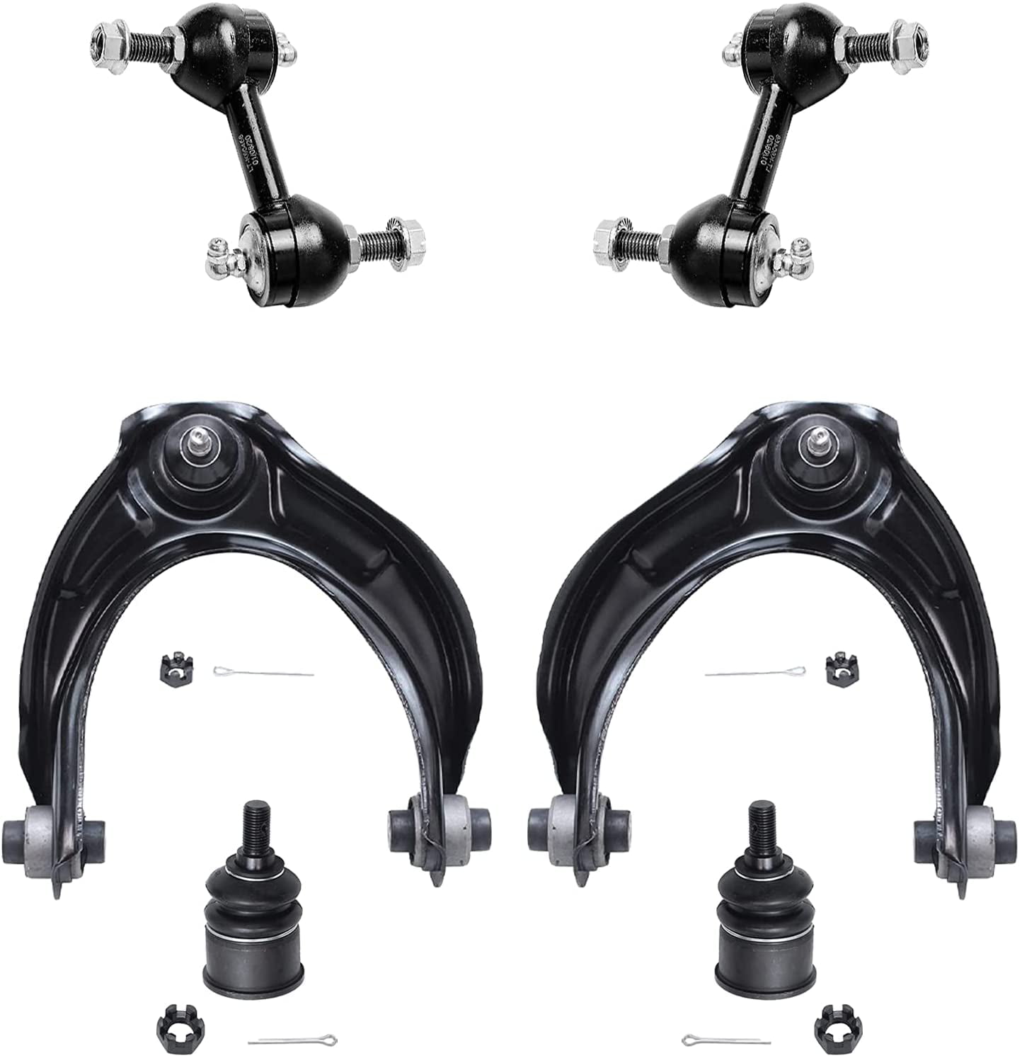 Complete 6pc Front Upper Control Arms w/Ball Joint Assembly 2008-2012 Honda Accord Detroit Axle Lower Ball Joints & Front Sway Bar Links Kit for 2009-2014 Acura TSX - 