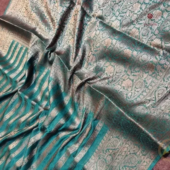 Turquoise Green Khaddi Georgette Banarasi Saree