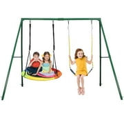 Trekassy 440lbs 2 Seat Metal Swing Set with Heavy Duty A-Frame Metal Swing Stand