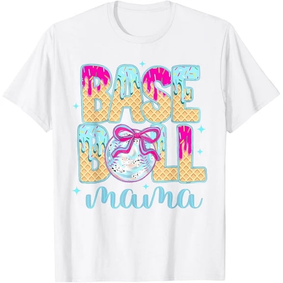 Baseball Mama Mom Home Plate Ice Cream Drip With Sprinkles T-Shirt Unisex S-5XL Hot Trending Shirt, Vintage Birthday Gift