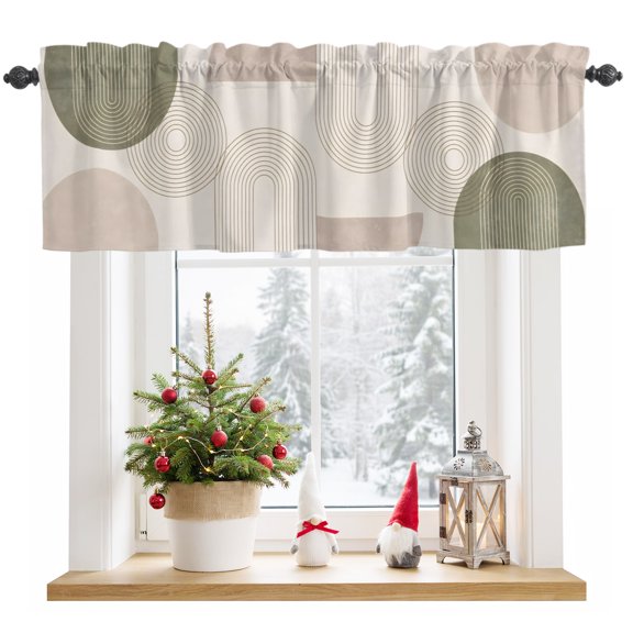Boho Geometric Kitchen Valances for Windows 54x18 Inch Kitchen Curtains Valances Rod Pocket Farmhouse Ethnic Abstract Striped Lines Bathroom Window Valances for Window Treatment Decor