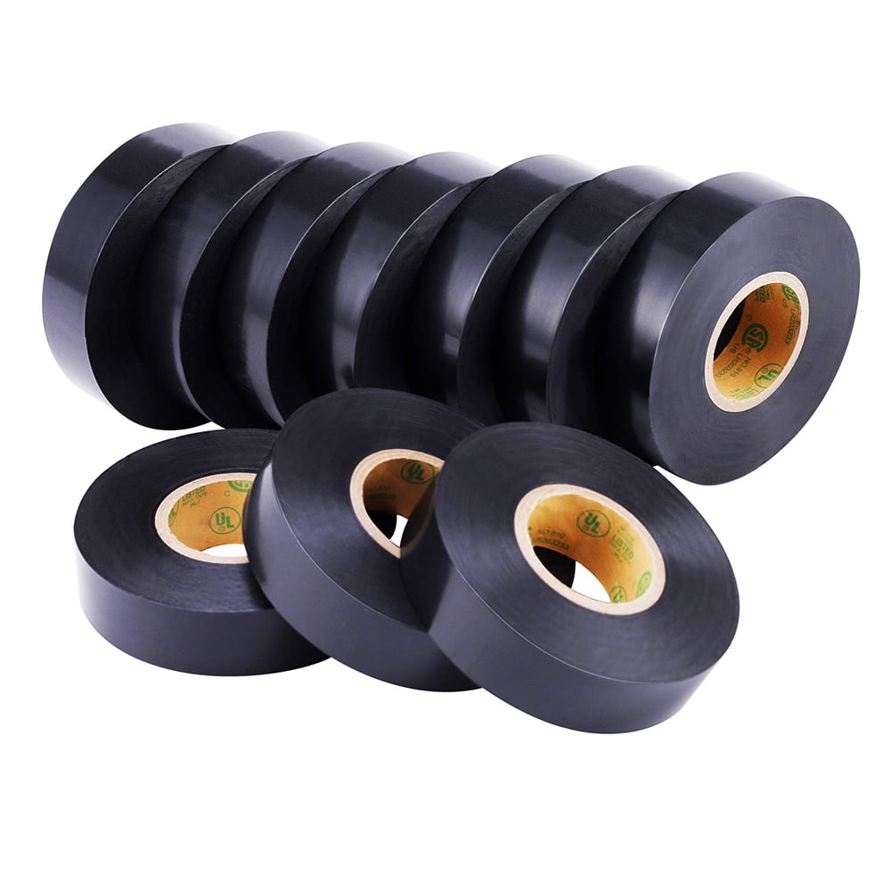 Leopcito 10-Pack Black Electrical Tape Waterproof, 3/4 in x 66ft, High Temp Electrical Tape