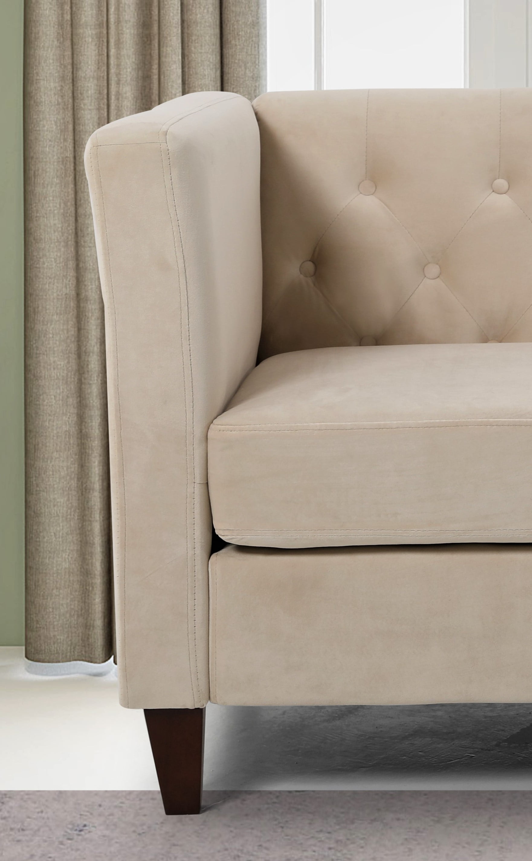 Uspridefurniture Omnisphere 56.7'' Velvet Square Arm Loveseat, Beige