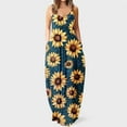 thumbnail image 1 of Lenago Robes de Bal Grande Taille pour Femmes Mode à Bretelles Taille Mi-Haute Col en V Sans Manches à Rayures Imprimé Floral Ajusté Robe Longue de Plage Été Robes de Plage, 1 of 5