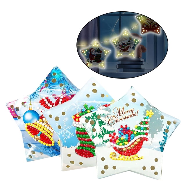 Cadena de Navidad Luces de estrella perfecl Pintura de diamante Decoración para hogar Cortina Patio Comedor Habitación de niños Dormitorio Luz de noche Artes 2 Estilo 2