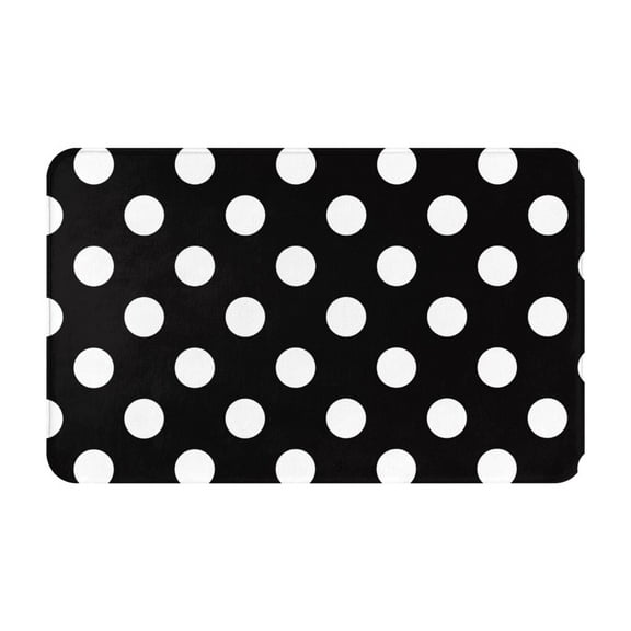 Bathroom Rugs Non Slip Washable - Black and White Polka Dot Kitchen Mats for Floor, Area Rugs for Entryway Rugs Indoor, Laundry Bathroom Room Door Rug with Rubber Backing 20x31.5in