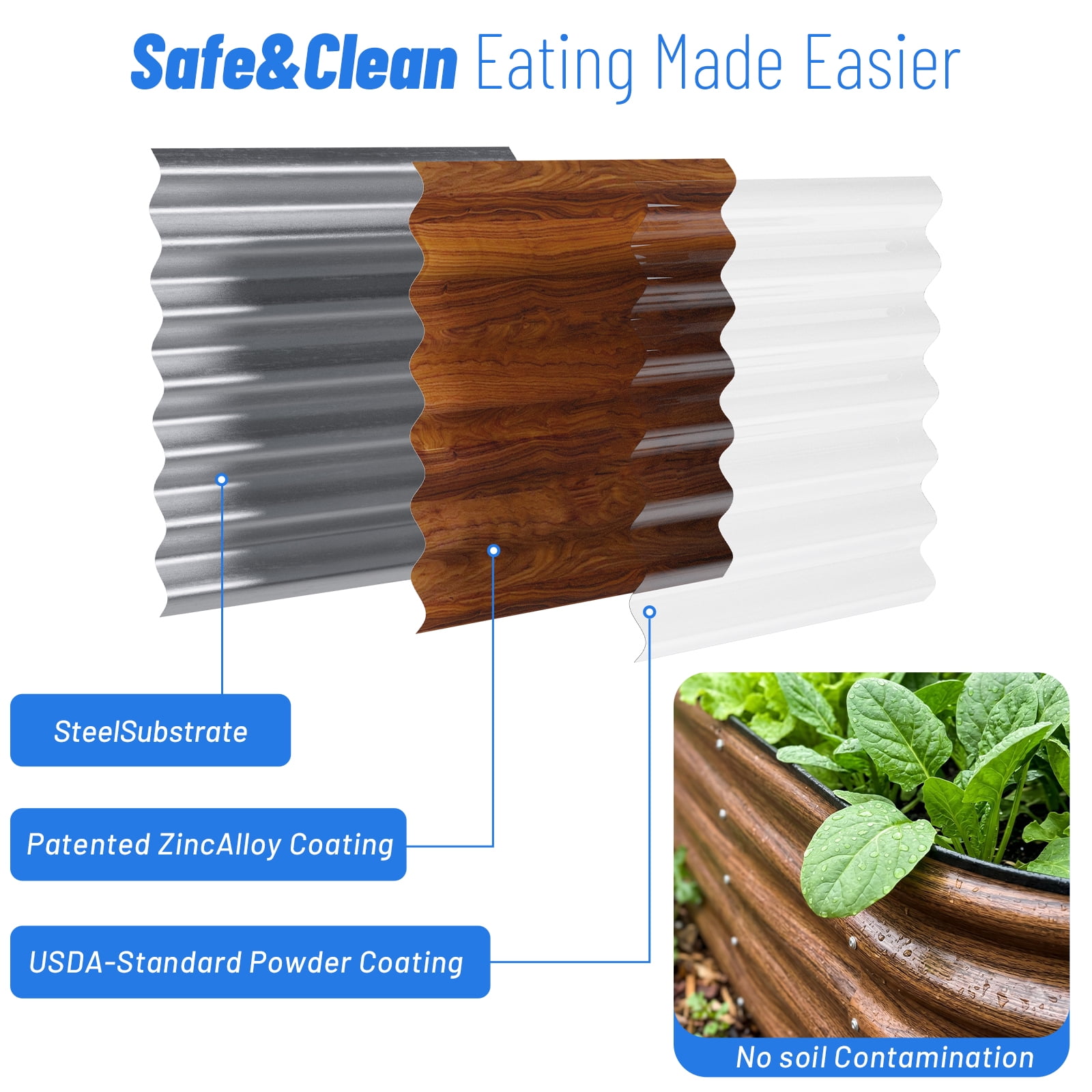 SnugNiture 2-Pack 4x2x1.5 FT Extra-Deep Raised Garden Bed, Galvanized Metal Planter Box for Vegetables, Tomatoes, Herbs, Brown