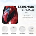 thumbnail image 6 of Picia Closeup Red Flamingo Portrait pattern Mens Swim Trunks with Compression Liner Stretch Beach Shorts Quick Dry with Zipper Pockets No-Chafing Board Shorts-Large, 6 of 9