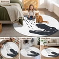 thumbnail image 5 of Dinosaurs Showering Round Area Rug 4Ft Washable Circle Rugs for Bedroom Dining Room, Modern Abstract Art Funny Animals Non-Slip Carpet Floor Mats Indoor Outdoor Carpet Runner Aesthetic Home Decor, 5 of 8