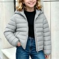 thumbnail image 6 of Jalioing Puffer Jacket for Kids Winter Lightweight Long Sleeve Zipper Up Thermal Coat Solid Color Hooded Puffy Outerwear, 6 of 7