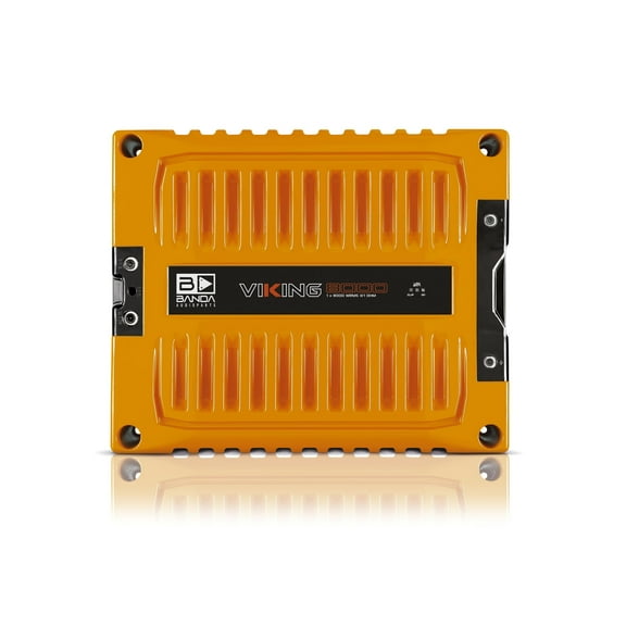 Banda VIK8000.1ORANGE New Viking 8000 Watts Rms Amplifier Audio Car Speaker 1-Ohm Full Range Crafted with Aluminum Chassis, LED Indicators - Orange