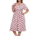 thumbnail image 2 of Plus Size Women's Dress Loose Flared Sleeve Maxi Dress Fresh Printed Mid Length Skirt Body Shaping Wide Fit Dress Beach Vacation Casual Wear XXL-XXXXL, 2 of 9