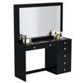 thumbnail image 4 of Boahaus  Modern Makeup Vanity Glass Top 7 Spacious Drawers - N/A Crystal Knobs Black Finish, 4 of 5