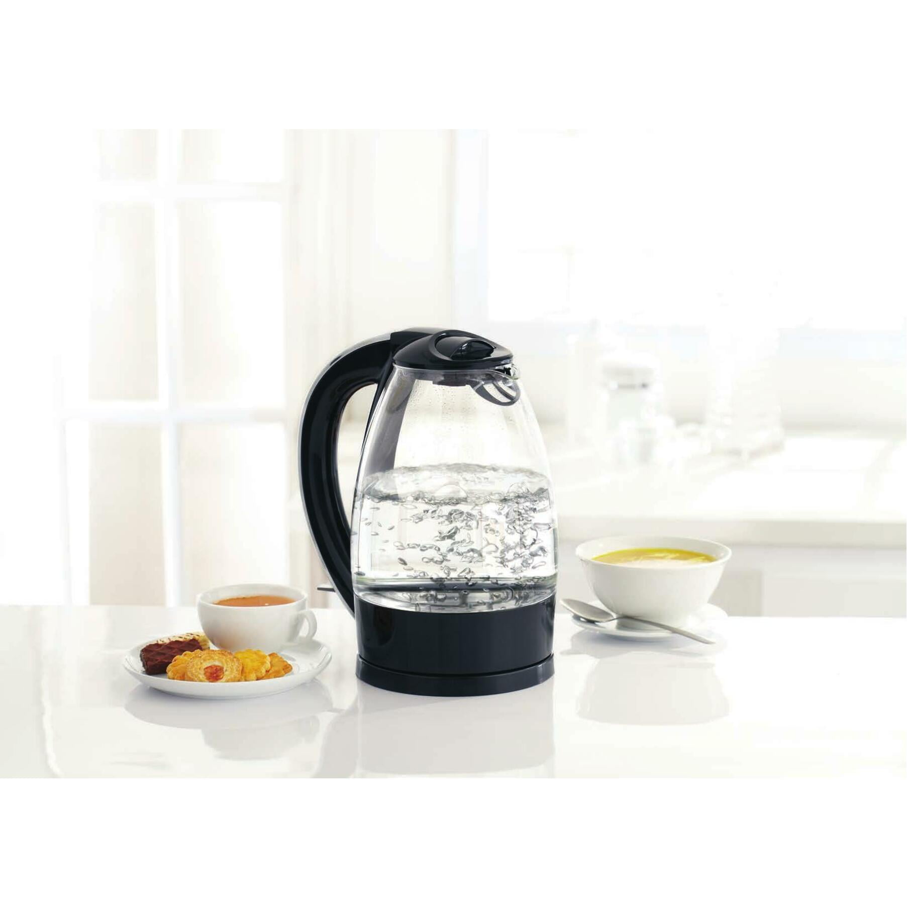 BELLA 1.7 Liter Glass Electric Kettle, Quickly Boil 7 Cups of Water in 6-7  Minutes, Soft Purple LED Lights Illuminate While Boiling, Cordless Portable