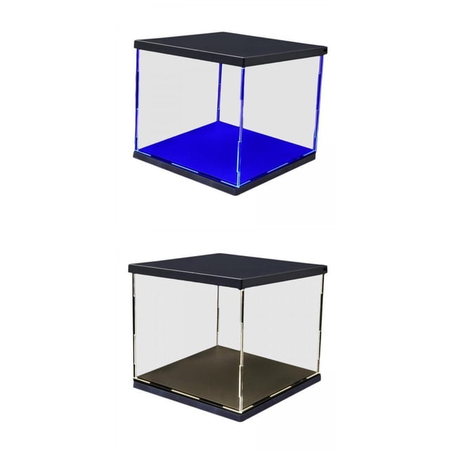 Vitrine D'affichage en Pstique Transparent 2PCS Avec Caisson LED Pour Antipoussière CUTICAT estuche de muestra