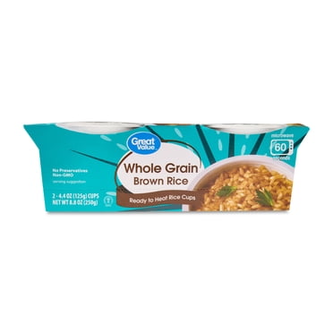 Great Value Ready to Heat Whole Grain Brown Rice Cups, 8.8 oz, 2 Count