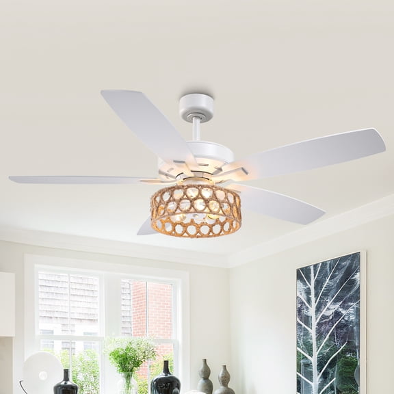 Parrot Uncle Bohemia 52" Double-Sided Caged Ceiling Fan with Remote Control, DC Motor, 6-Speed Ceiling Fan