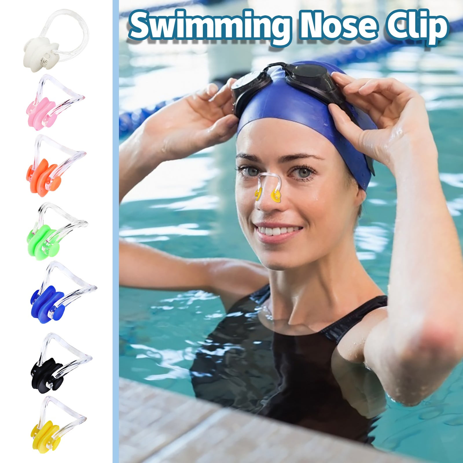 Beige Silicone Elastic Strap Dive Swimming Nose Clip Protector 