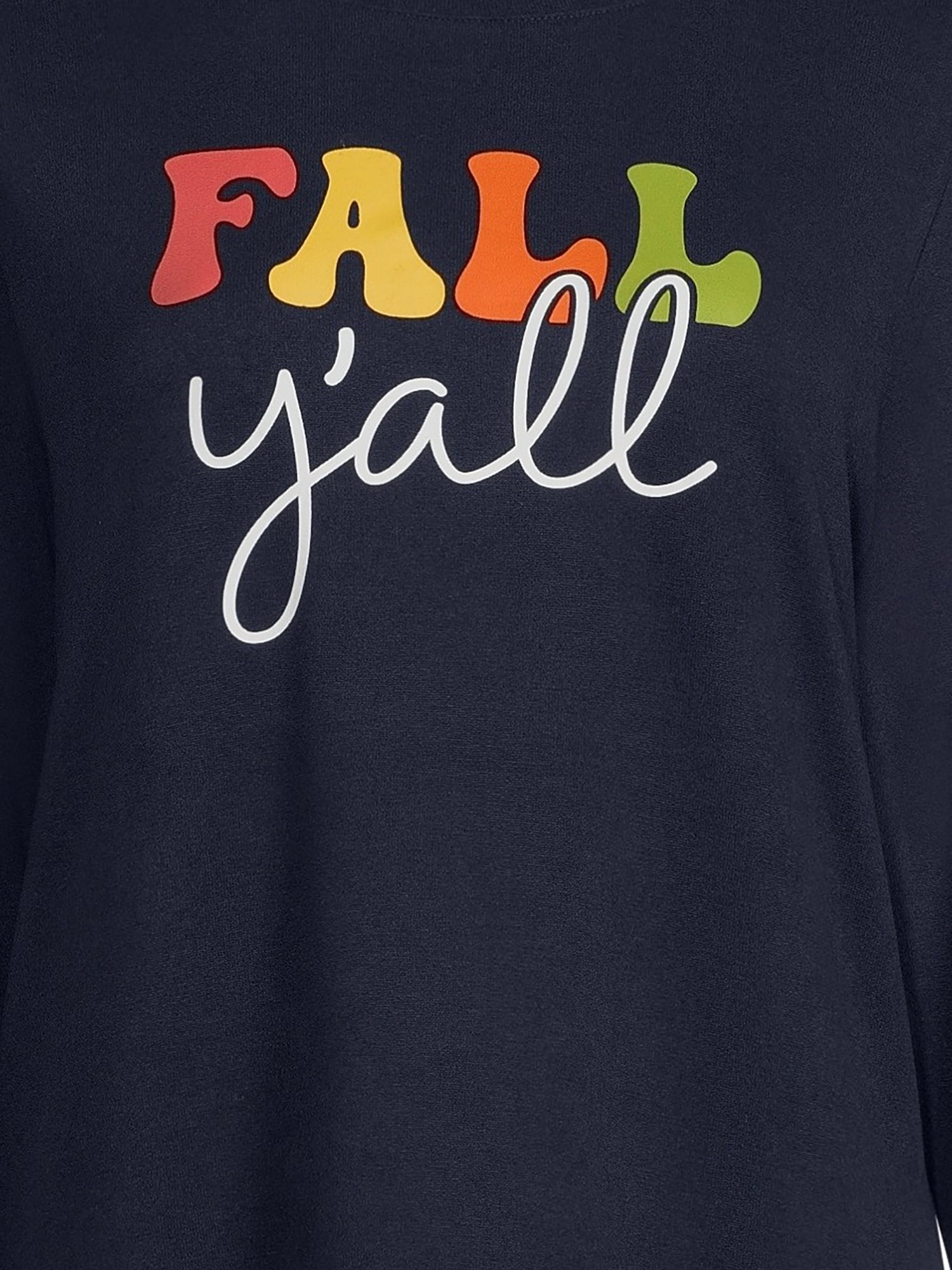 Positivitees Women's Fall Graphic Tee, Long Sleeve T-Shirt Fall Y'all, Sizes S-3XL