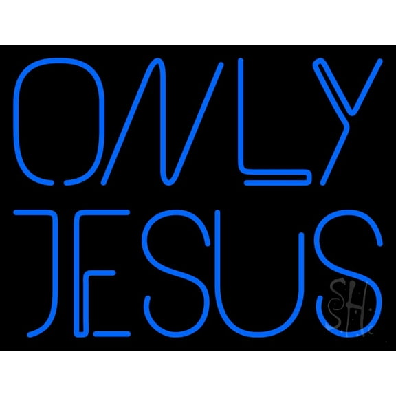 Only Jesus LED Neon Sign 15" Tall x 19" Wide - inches Black Square Cut Acrylic Backing, with Dimmer - Premium built indoor Sign for Home décor, Event, Religious place, Store interior, Office.