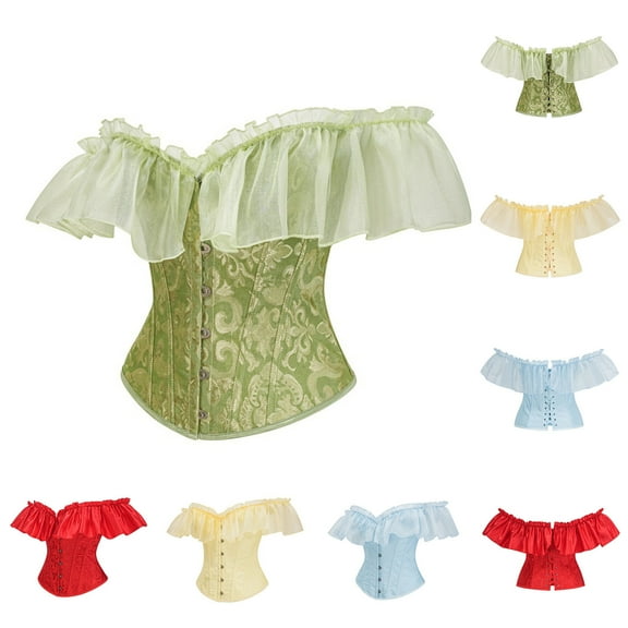 Jsaierl Corset Tops for Women Lace Up Sleeveless Gothic Renaissance Corset Party Corset Lingerie Going Out Bustier Shapewear