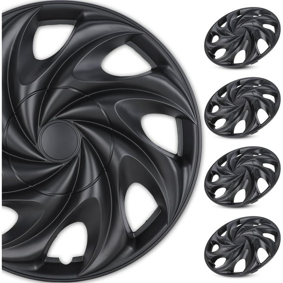 (4 Pack)14 inch Universal Wheel Rim Cover Hubcaps Snap on Car Truck Fit R14 Tire,ABS PC Material (14-inch,Black Matte)