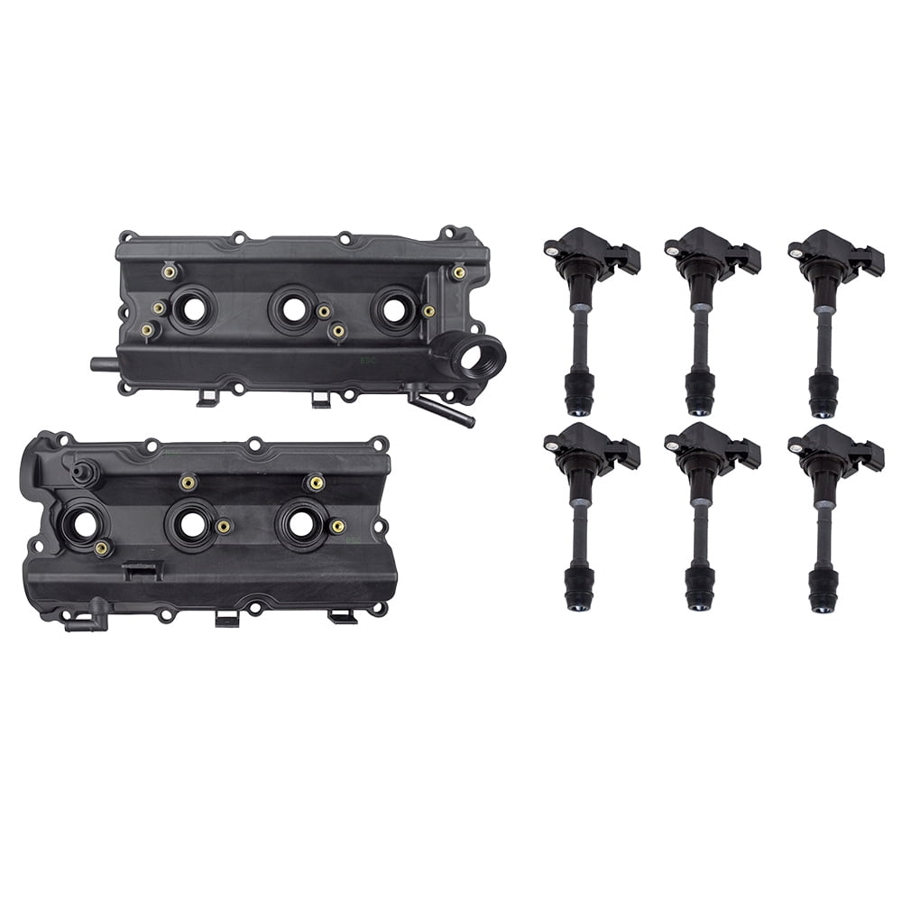 Brock Replacement Engine Valve Covers with Ignition Coils Compatible with  03-06 FX35 G35 M35 350Z