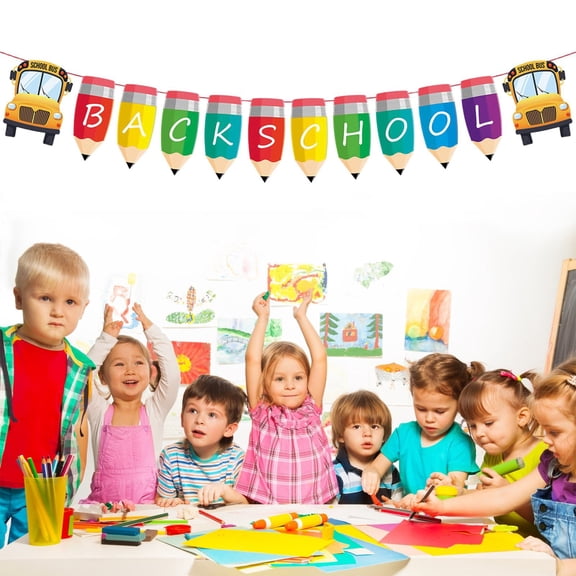 Safeglitz Back To School Garland Decor, Back To School Banners Decorations, Colorful Expression Pencil Garland For Classroom Home Office Party Supplies (1PC)