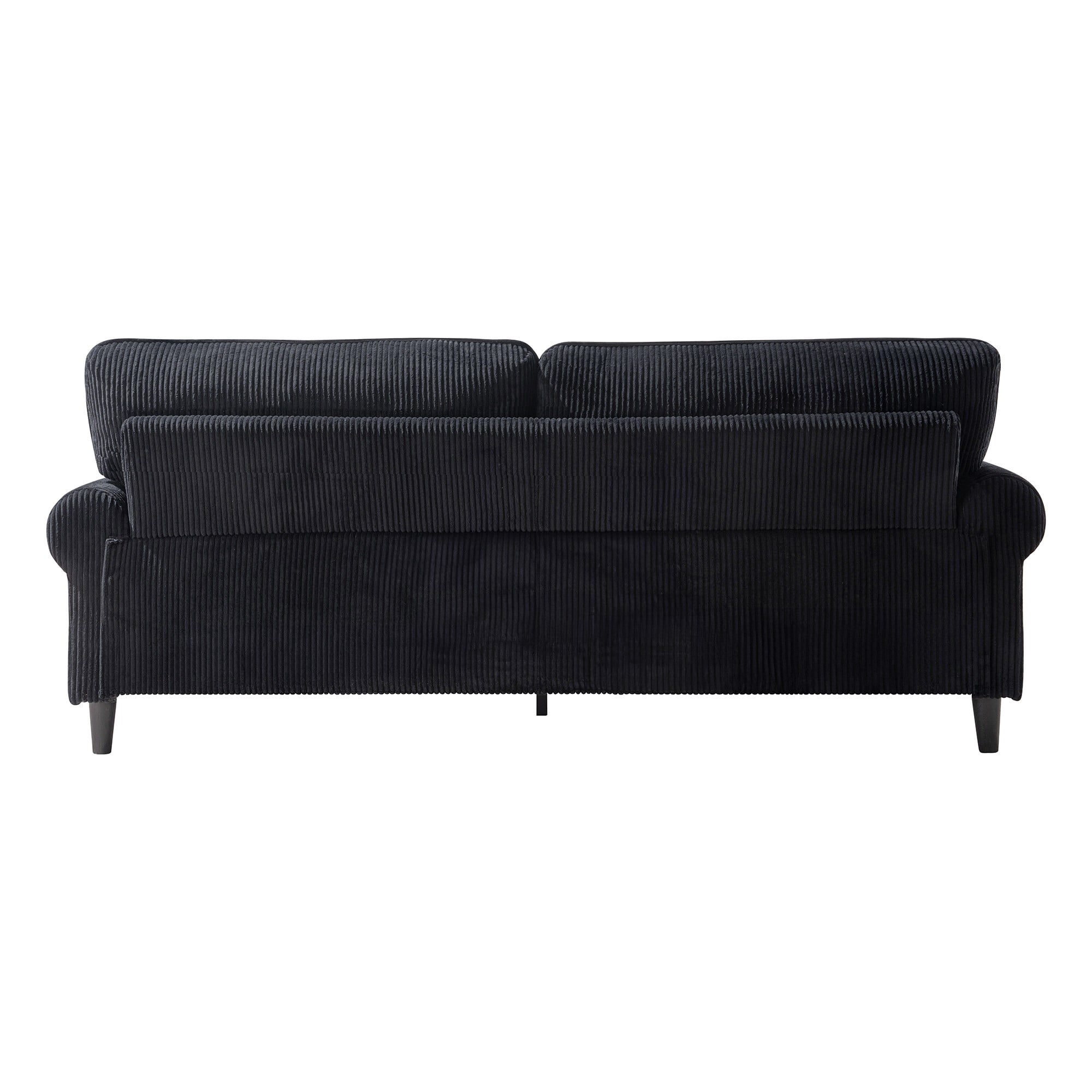 DEALTOPS 81" Corduroy Loveseat, Modern 2-Seater Sofa with Rolled Arms, Iron & Wood Frame, Charcoal Black