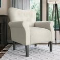 thumbnail image 6 of BELLEZE Modern Accent Chair Upholstered Teddy Fleece Armchair for Living Room or Bedroom with Wooden Legs, High Back Rest, Padded Armrest, and Comfortable Cushioned Seat - Allston (White), 6 of 7