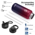 thumbnail image 6 of GEDUX 32oz Insulated Stainless Steel Water Bottle with 2 Leak Proof Lids(Spout Lid and Straw Lid) Wide Mouth Powder-Coated Water Bottle for Sports and Travel, Red Black Gradient, 6 of 6