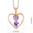 thumbnail image 2 of Gem Stone King 18K Rose Gold Plated Silver Pink Moissanite Blue Tanzanite and Yellow Sapphire Pendant Necklace for Women (0.74 Cttw, Gemstone Birthstone, Heart 5MM and 4MM, with 18 inch Silver Chain), 2 of 3