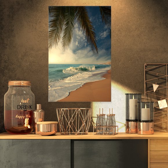 Beautiful Tropical Beach with Palms - Beach Photo Canvas Print
