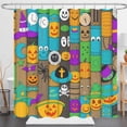 thumbnail image 1 of Whimsical Halloween Shower Curtain - Colorful Lanterns & Witches Hats, 1 of 4