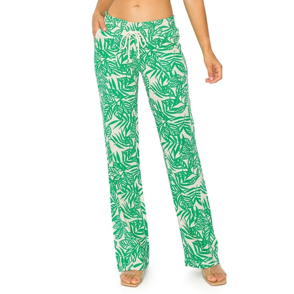 Cali1850 Women's Casual Linen Pants 32" Inseam Oceanside Drawstring Smocked Waist Lounge Beach Pants with Pockets