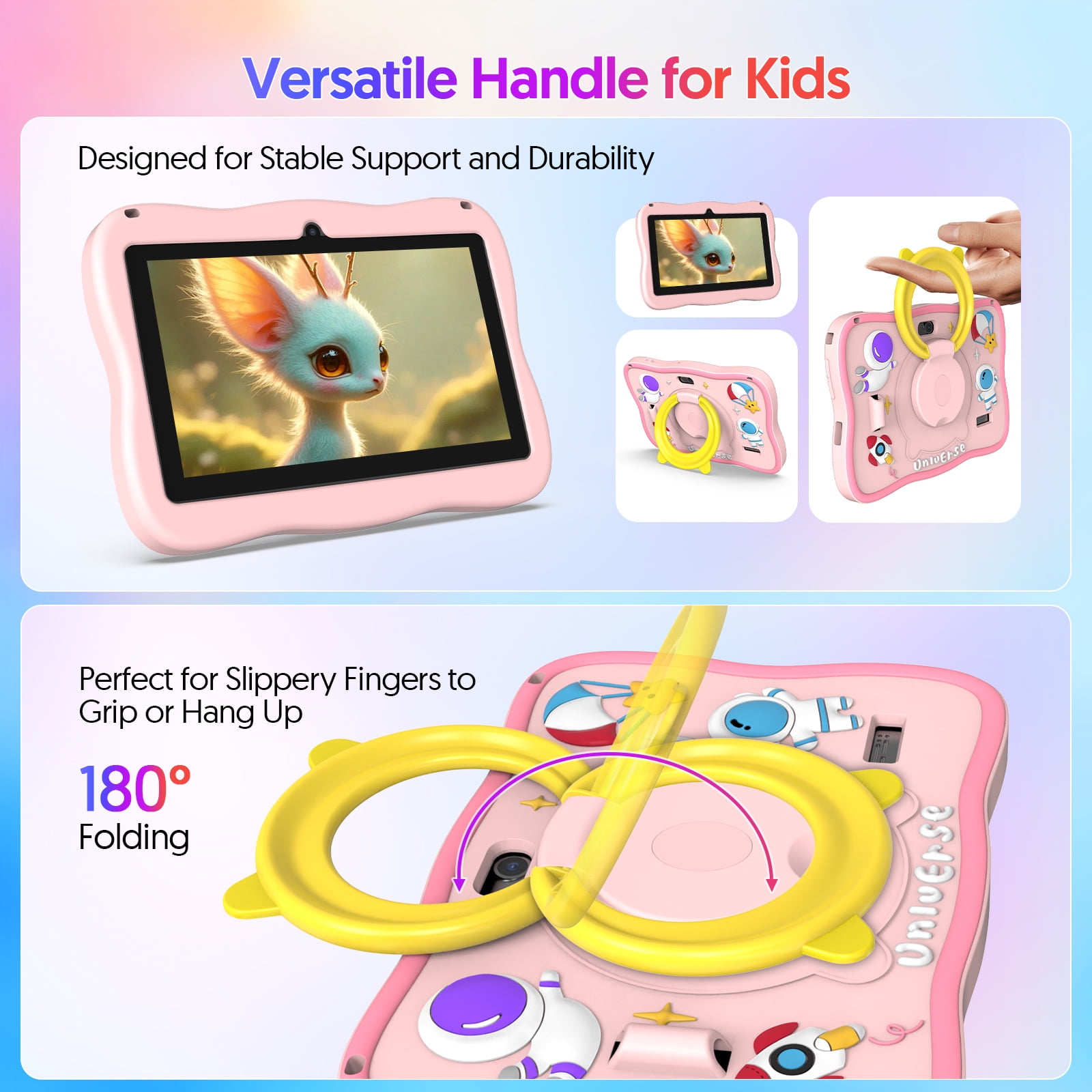 Kids Tablet, 7 inch Android 13 Tablet, Quad Core CPU, 4GB(2G+2G)RAM+32GB ROM, 1024 x 600 IPS, WiFi, Bluetooth, Pink