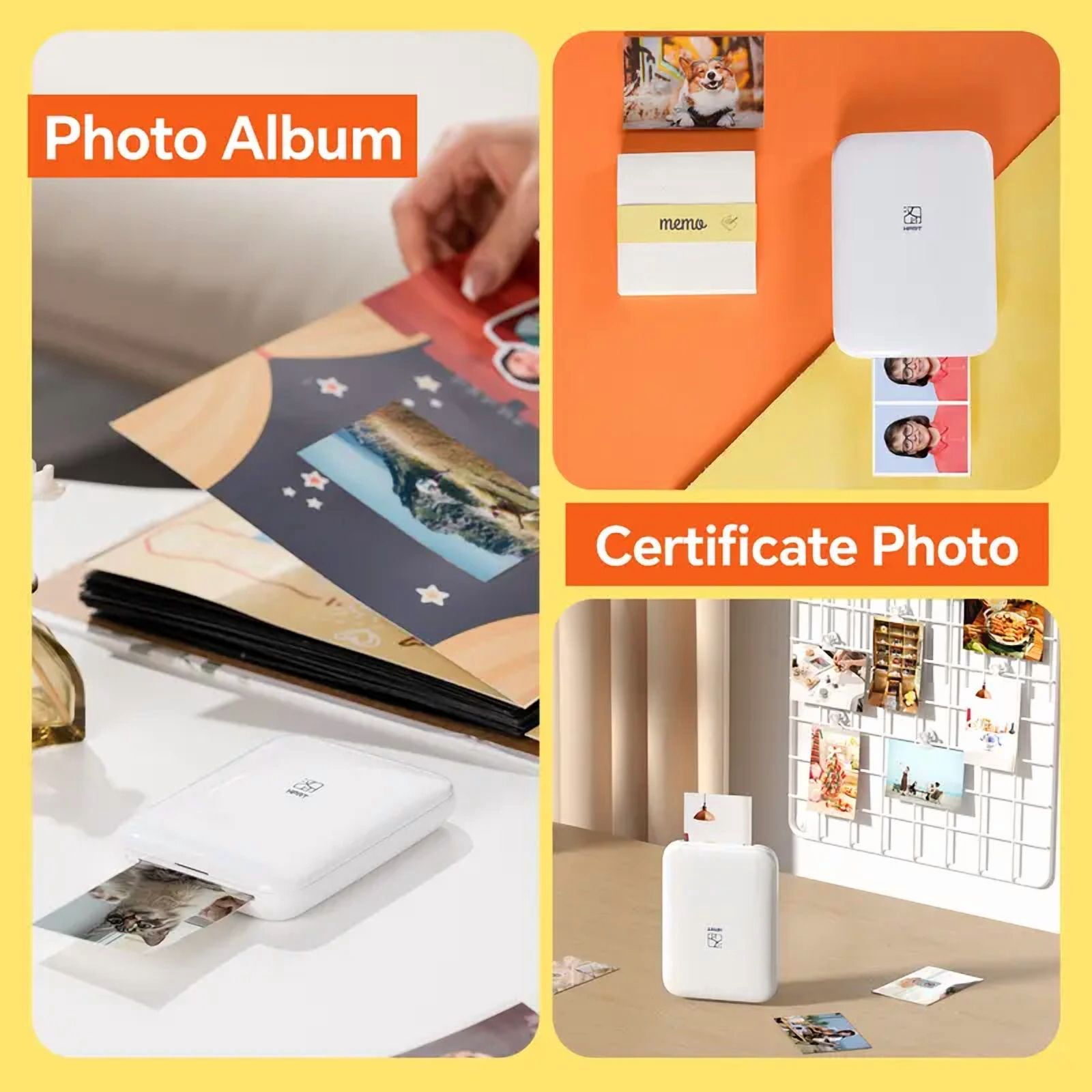 HPRT Wireless Portable Color Photo Printer for Smartphone, Pocket-Size, Zink 2x3 inch, Peel-Back Photos, Bluetooth, Compatible with iOS and Android Devices