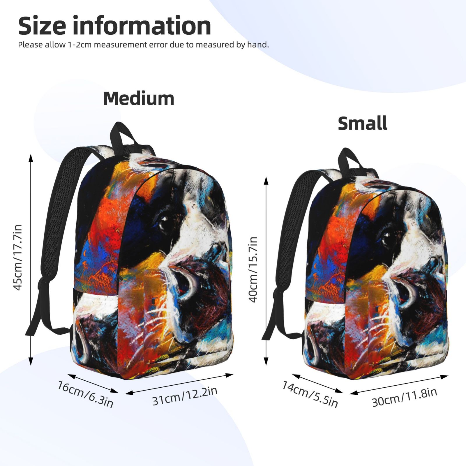 Ratiio Cow Print Canvas Backpack for Women & Men Retro Aesthetic Rucksack Basic Backpack for High School/College Students Travel Laptop Bag