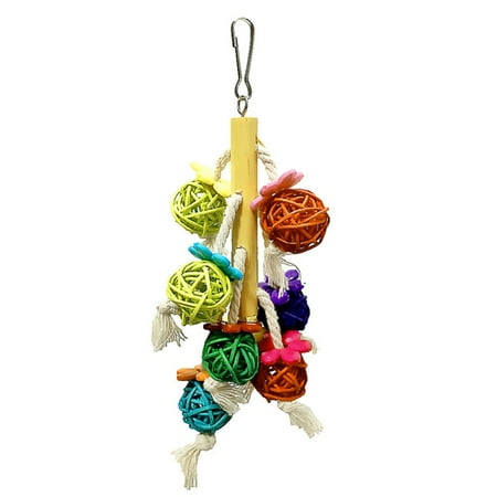 Parrot Bird Chewing Toys Natural Rattan Ball Cage Toy Preening Toy for Parrot Budgie Parakeet Cockatiel Conure Lovebird Finch