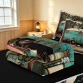 thumbnail image 5 of Erosebridal Rustic Teal Camper Zipper Twin Comforter Sets with Fitted Sheet and 2 Pillowcases, Happy Camping Zipper Bedding Set, Black Reversible, 5 of 7
