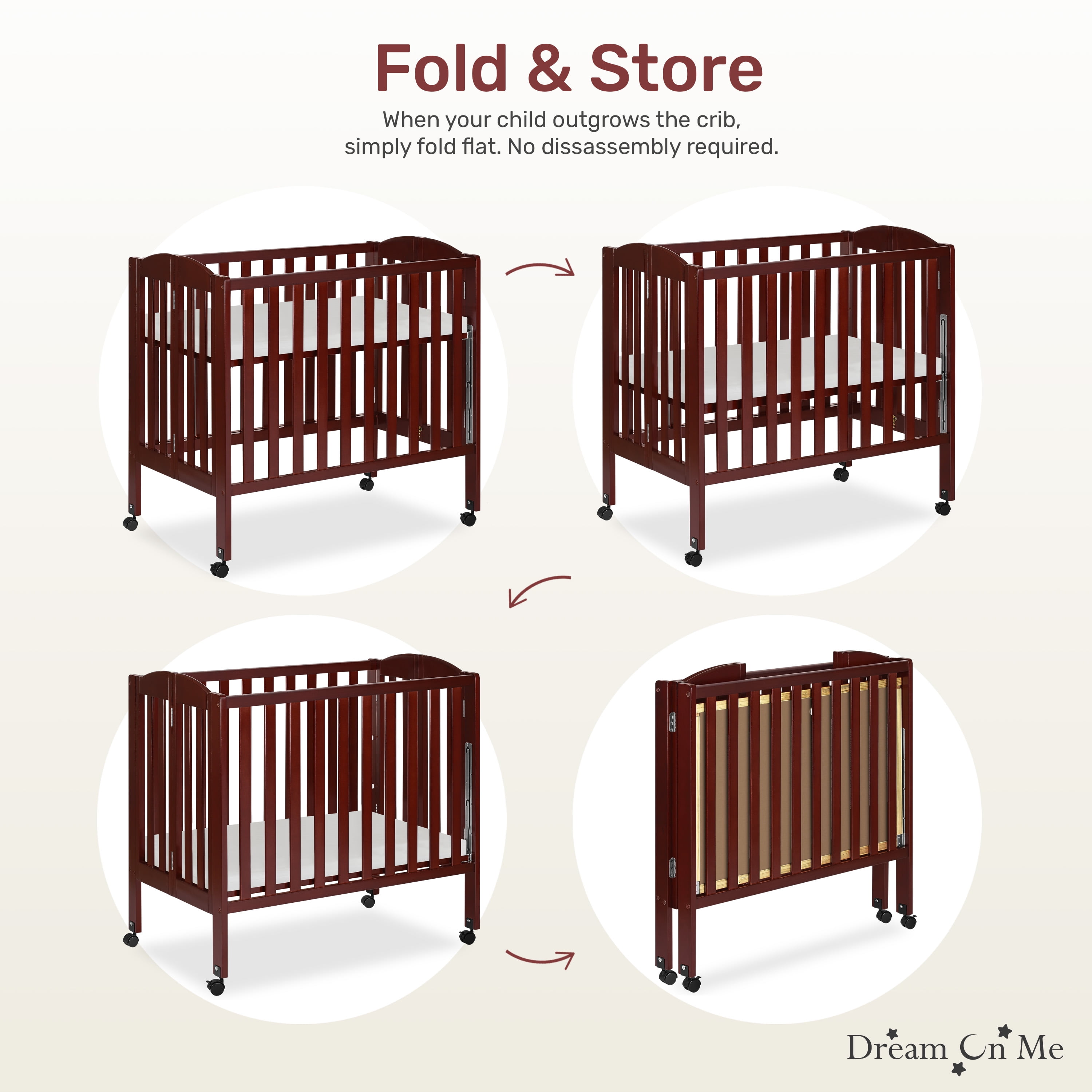 Dream On Me 3-in-1 Portable Crib Cherry