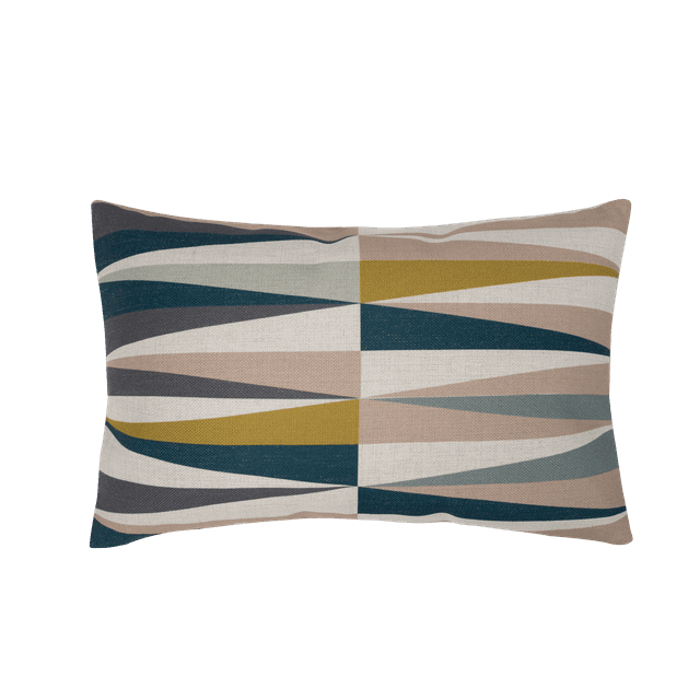 KOSSMAI Linen Horizontal Geometric Lumbar Cushion Cover & Insert Throws Pillow for Home Deco 19.7" X 11.8"