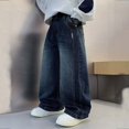 thumbnail image 2 of NAISIBABY Boys Loose Fit Denim Pants, Casual Wide Leg Jeans with Side Pockets for Cold Weather Blue Size 9, 2 of 9