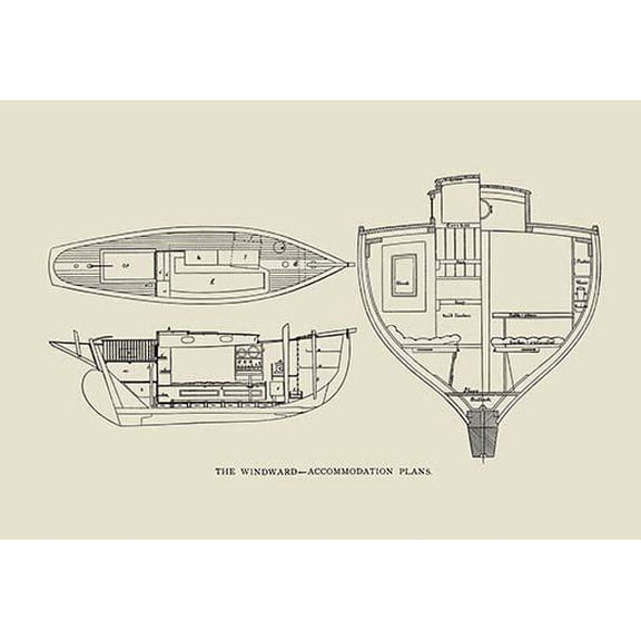 The Windward-Accommodation Plans-Fine Art Canvas Print (20" x 30")