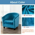 thumbnail image 3 of Velvet Tub Chair Cover for Round Armchairs, Stretch Tub Sofa Slipcover 2-Piece with Cushion Cover, Removable Washable Round Barrel Chair Covers Club Chair Armchair, Blue, 3 of 5