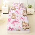 thumbnail image 3 of Erosebridal Cartoon Capybara Twin Sheet Sets 3pcs For Kids,Pink Ribbon Bow Tie Bedding For Children Boys Girls,Ultra Soft Home Decor, 3 of 5