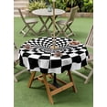 thumbnail image 4 of Outdoor Tablecloth with Umbrella Hole for Patio/Picnic/Party/Camping, Black White Checkered Waterproof Table Cloth Round Cover Washable, Modern Abstract Art (Dia 60"), 4 of 9